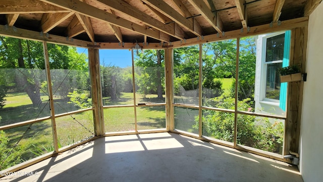 view of unfurnished sunroom