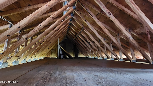 view of unfinished attic