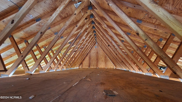 view of unfinished attic