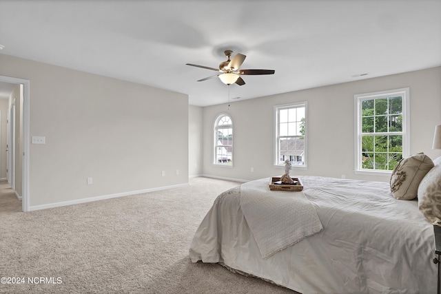 bedroom featuring carpet flooring and ceiling fan