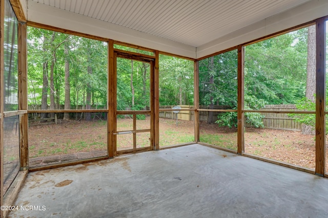 view of unfurnished sunroom