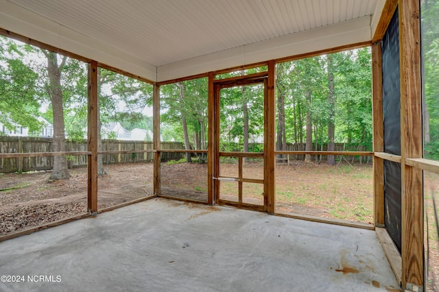 view of unfurnished sunroom