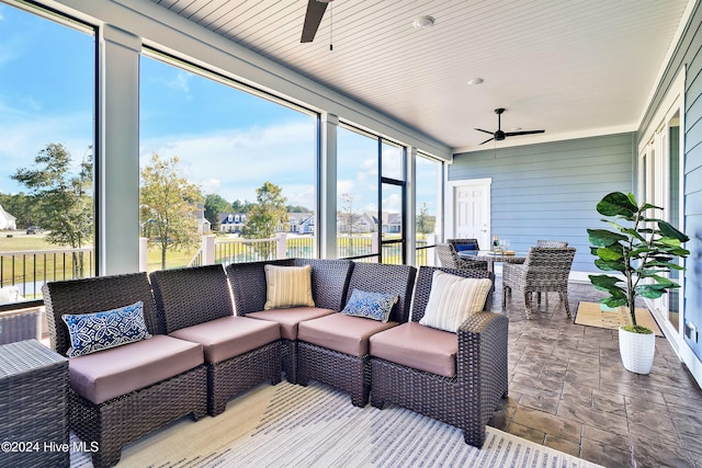 sunroom / solarium featuring wood ceiling