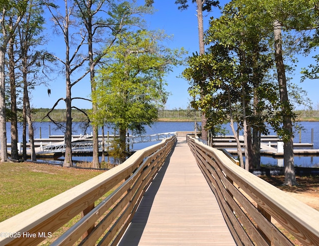 view of dock featuring a water view