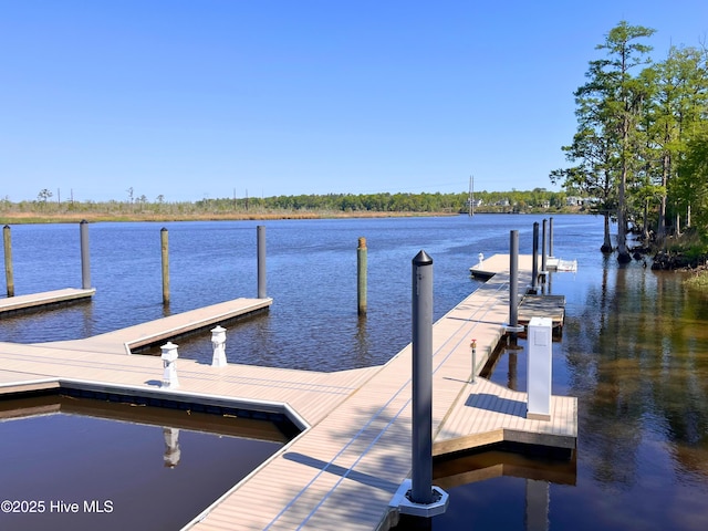 view of dock featuring a water view