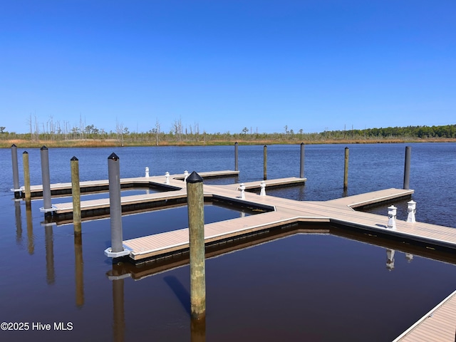 view of dock featuring a water view