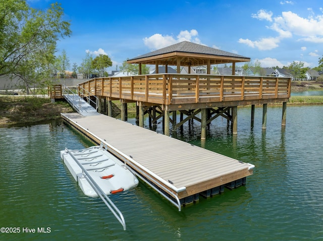 dock area featuring a water view
