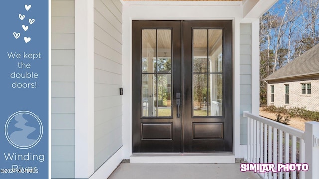 entrance to property with french doors