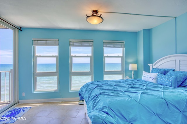 bedroom with a water view