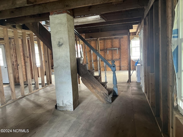 below grade area with stairs