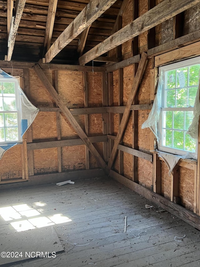 view of unfinished attic