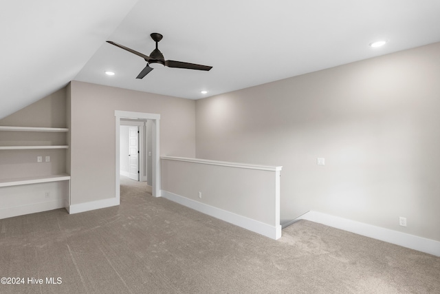 1105 Trisail Ter, Wilmington, NC 28412 - empty room with ceiling fan, carpet, recessed lighting, baseboards, and lofted ceiling