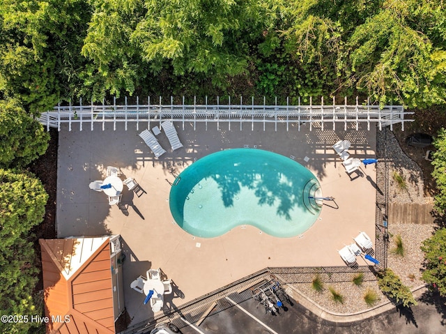 view of swimming pool featuring a patio