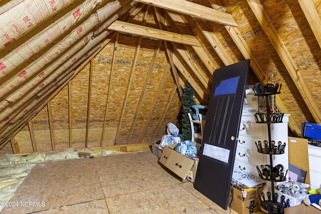 view of unfinished attic