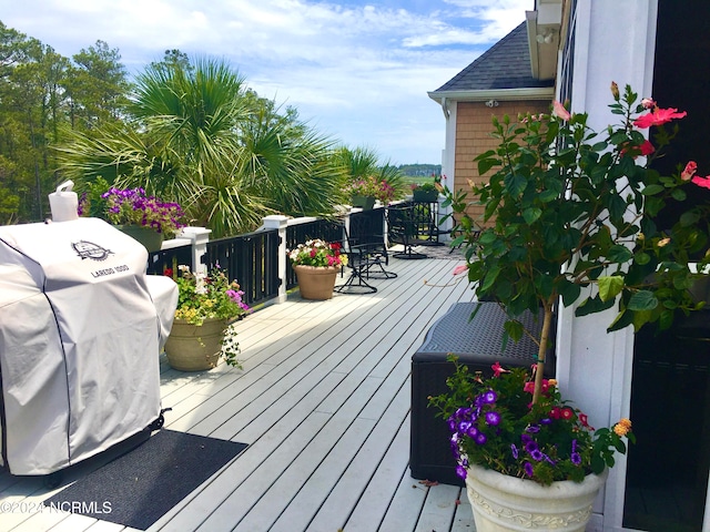 deck featuring area for grilling