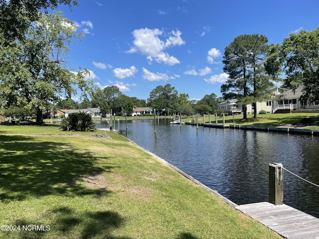 property view of water featuring a dock