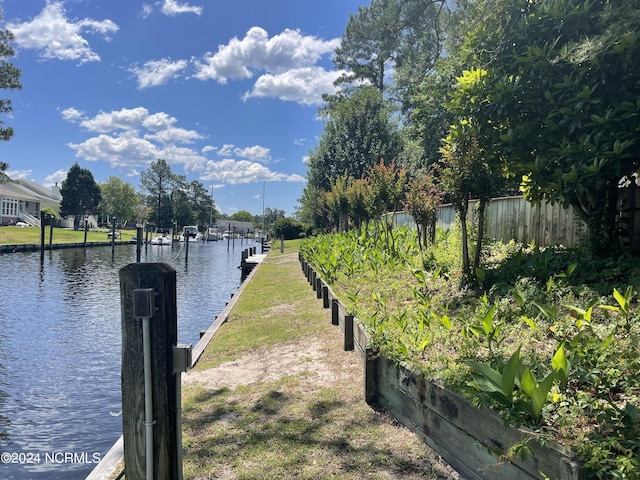 view of dock featuring a water view