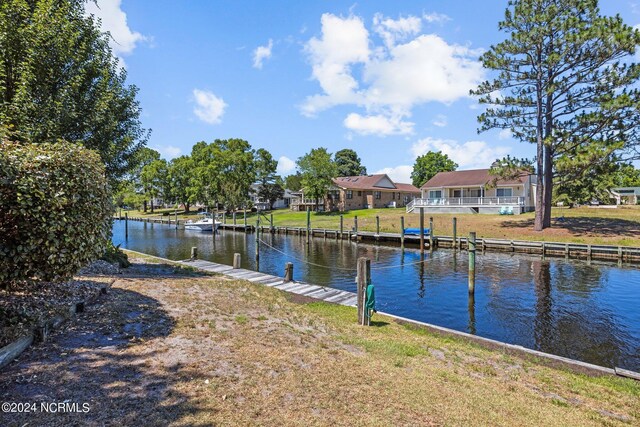 exterior space featuring a water view