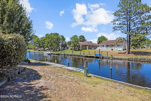 water view with a boat dock