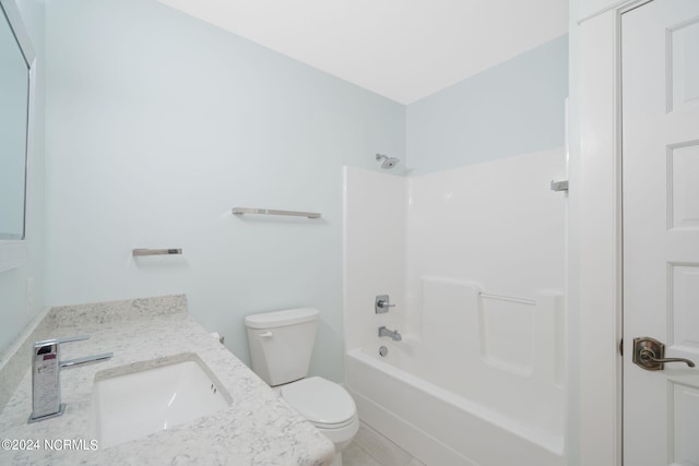 full bathroom with vanity, toilet, and bathtub / shower combination