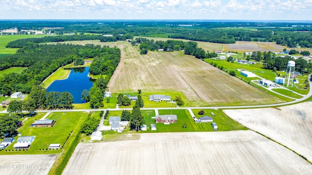 drone / aerial view with a rural view and a water view