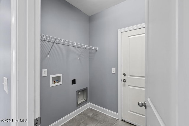 clothes washing area with hookup for a washing machine and hookup for an electric dryer