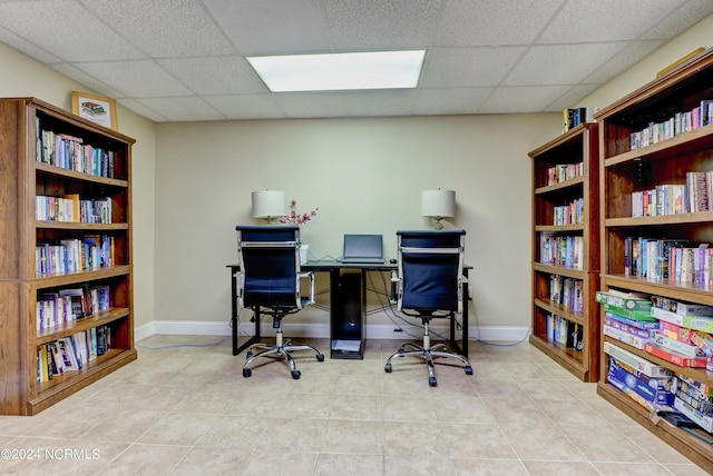 office with a drop ceiling