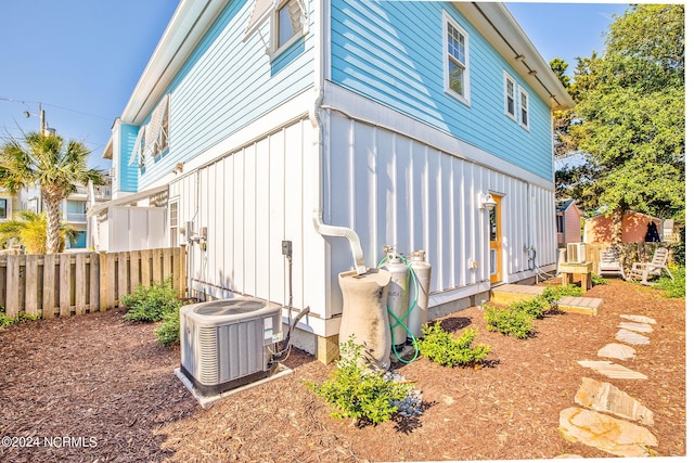 view of home's exterior featuring central air condition unit