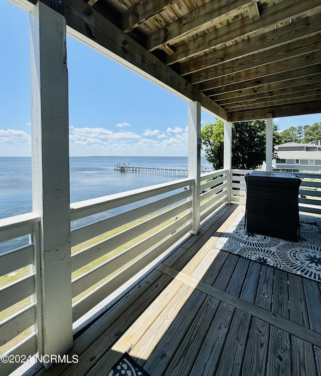 deck with a water view