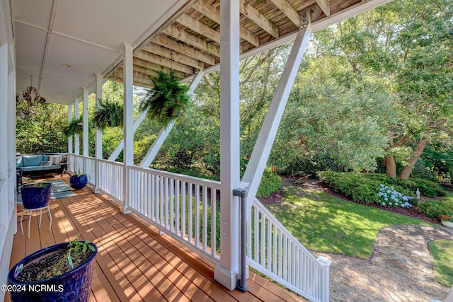 deck with a porch