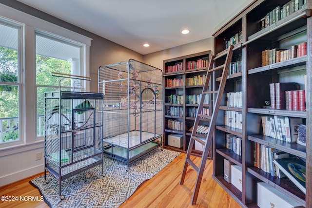 living area featuring hardwood / wood-style floors