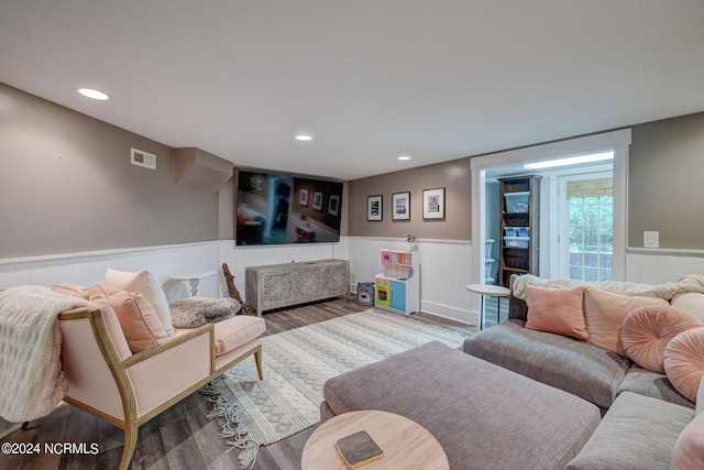 living room with hardwood / wood-style flooring