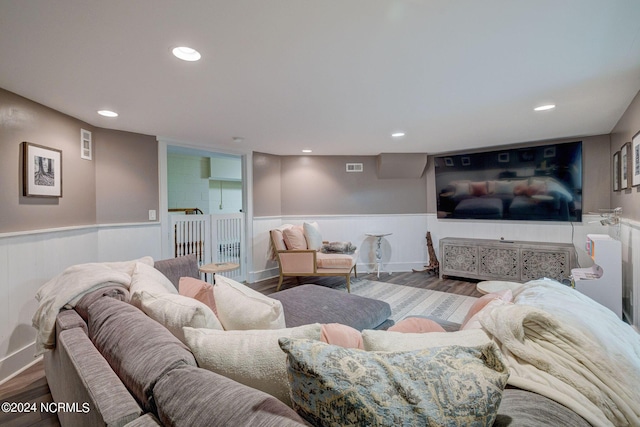 living room with hardwood / wood-style flooring