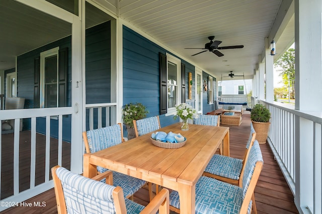 519 E Water St, Belhaven, NC 27810 - porch with a ceiling fan and outdoor dining area