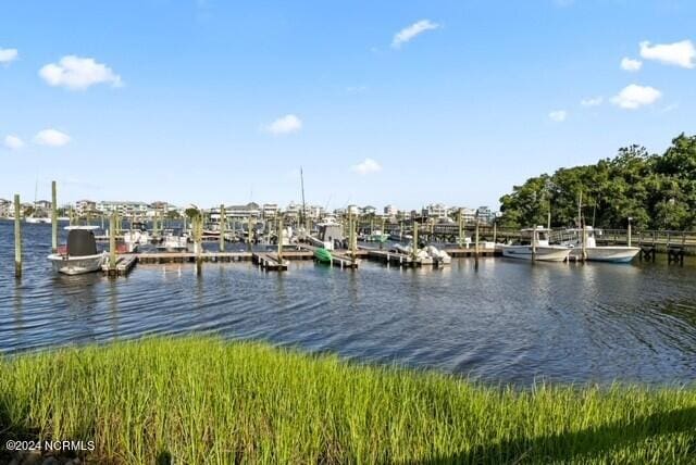 property view of water featuring a dock