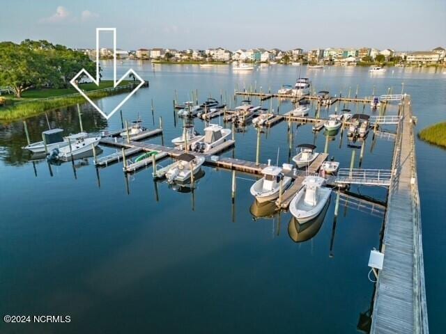 view of dock featuring a water view