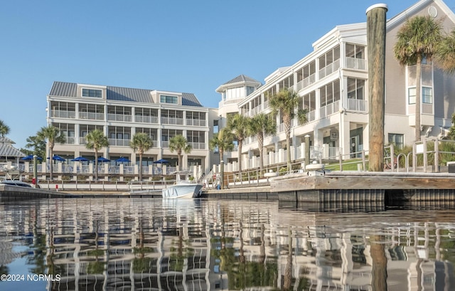 view of dock featuring a water view