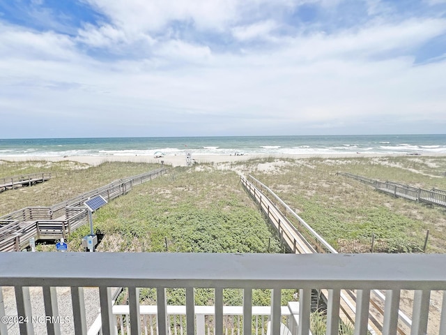 view of water feature with a view of the beach