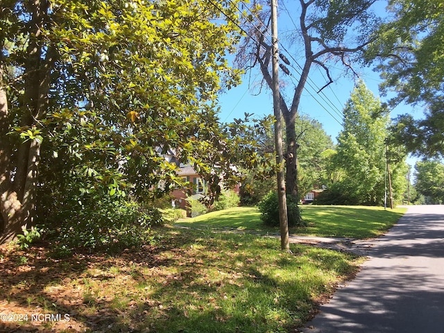 view of property's community with a lawn