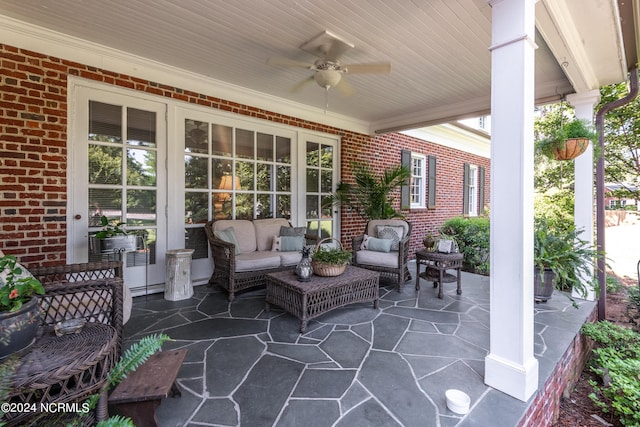 view of patio / terrace featuring ceiling fan