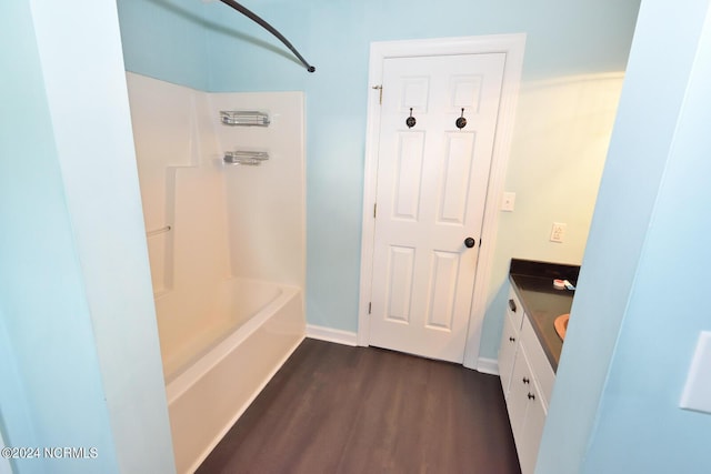 bathroom featuring wood-type flooring and vanity