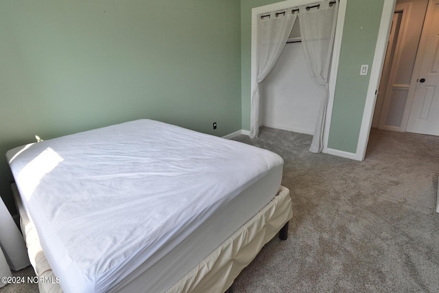 bedroom with carpet and a closet