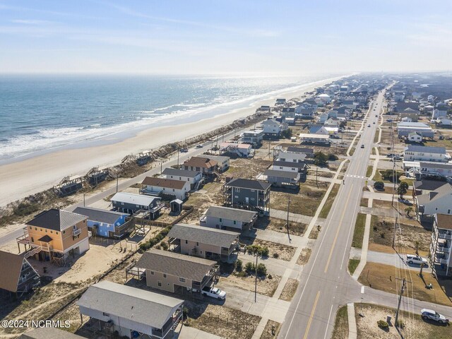 aerial view featuring a beach view and a water view