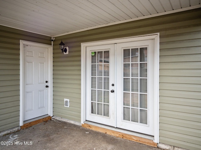 property entrance featuring french doors