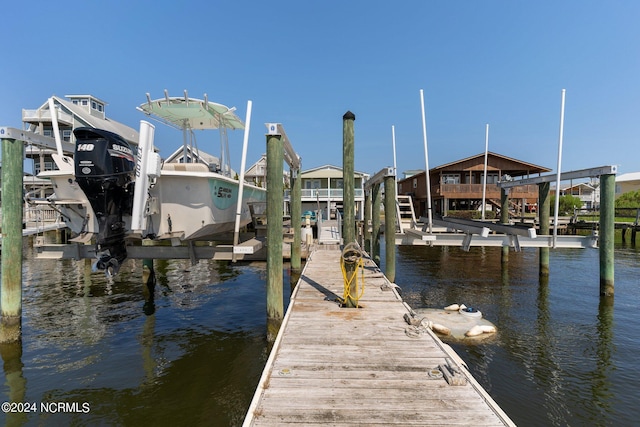 view of dock featuring a water view