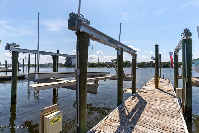 view of dock featuring a water view