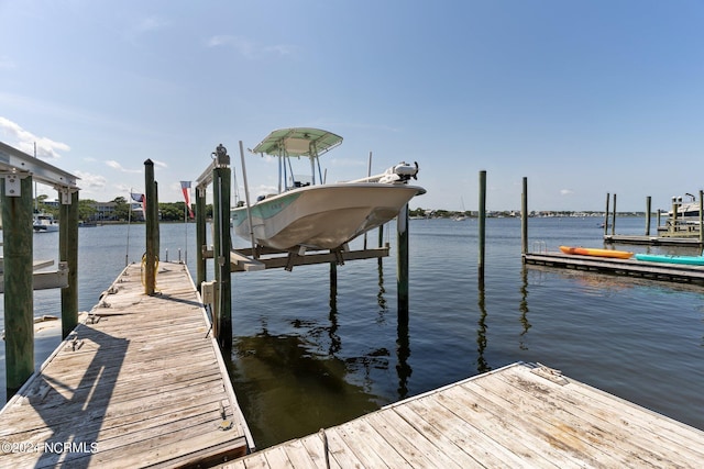 dock area featuring a water view