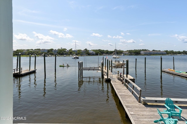 view of dock featuring a water view