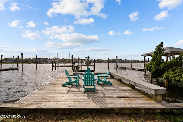 view of dock featuring a water view