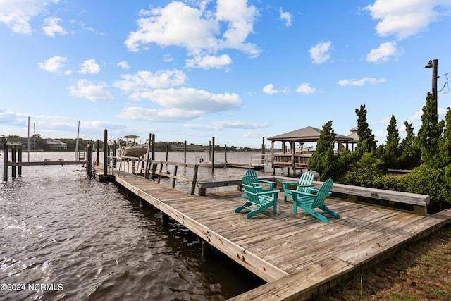 view of dock featuring a water view